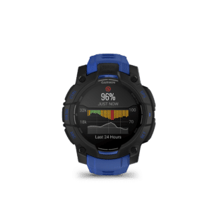 garmin instinct 3 amoled 45 mm schwarz/bolt blue – limited edition / multisport & outdoor / silikonarmband