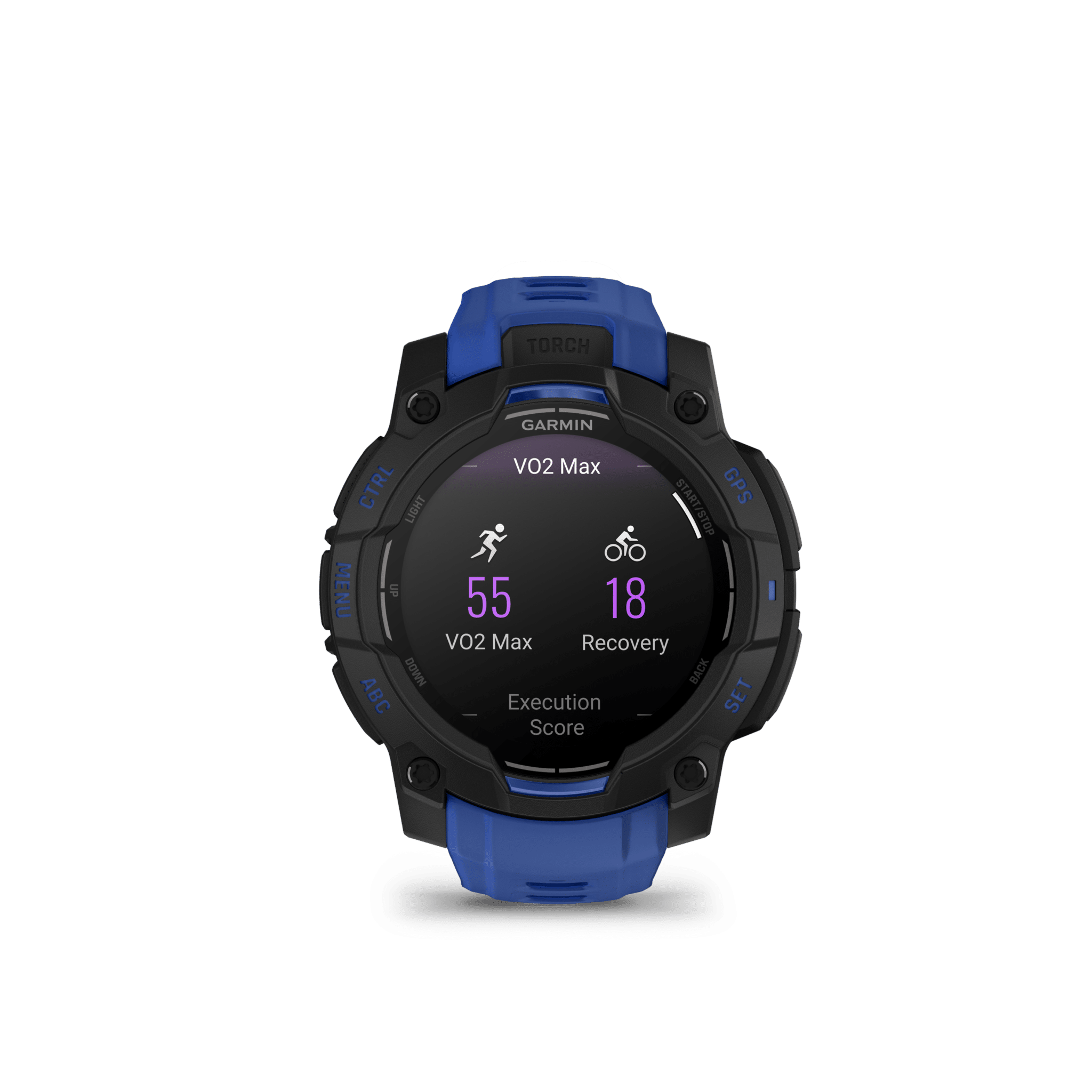garmin instinct 3 amoled 45 mm schwarz/bolt blue – limited edition / multisport & outdoor / silikonarmband