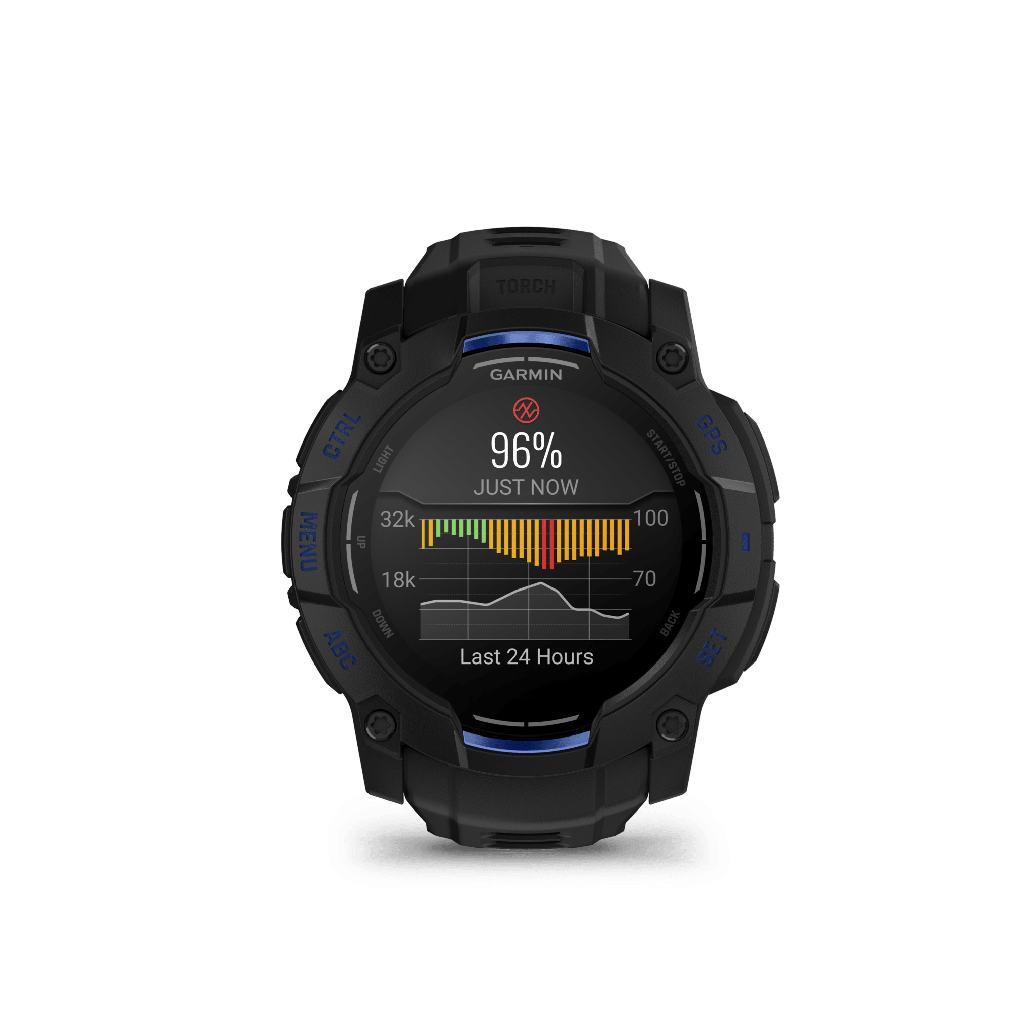 garmin instinct 3 amoled 50 mm schwarz / bolt blue – limited edition gps outdoor smartwatch / silikonarmband