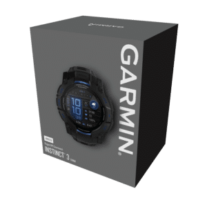 garmin instinct 3 amoled 50 mm schwarz / bolt blue – limited edition gps outdoor smartwatch / silikonarmband