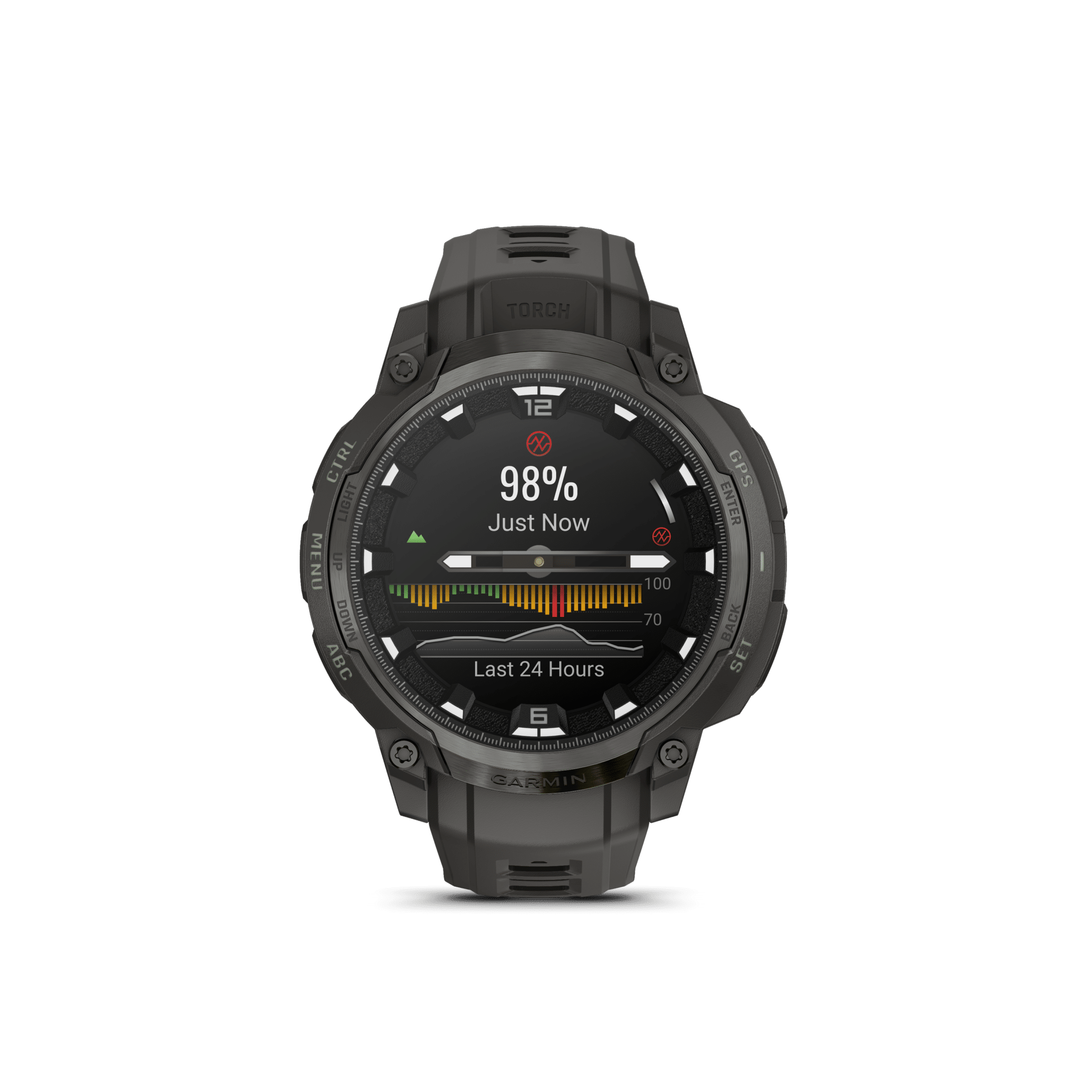 garmin instinct crossover amoled 45 mm anthrazitgrau – hybrid gps outdoor smartwatch / silikonarmband