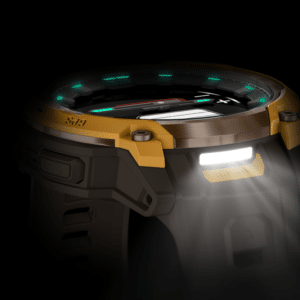 garmin instinct crossover amoled 45 mm bronze / sunburst – hybrid gps outdoor smartwatch / silikonarmband
