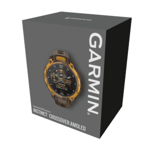 garmin instinct crossover amoled 45 mm bronze / sunburst – hybrid gps outdoor smartwatch / silikonarmband