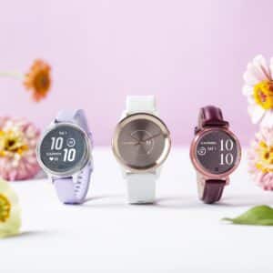 garmin lily 2 classic 35 mm maulbeere / dunkelbronze – fitness smartwatch / lederarmband