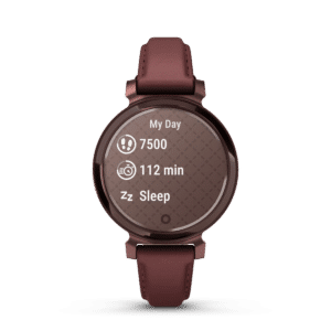 garmin lily 2 classic 35 mm maulbeere / dunkelbronze – fitness smartwatch / lederarmband
