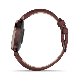 garmin lily 2 classic 35 mm maulbeere / dunkelbronze – fitness smartwatch / lederarmband