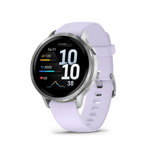 garmin venu 4 amoled 41 mm silber / lavendelblau – gps fitness smartwatch / silikonarmband