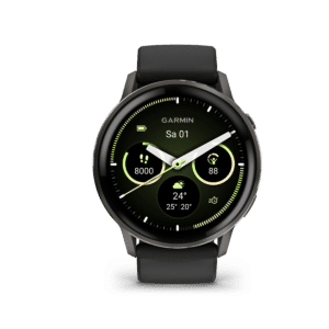 garmin venu 4 amoled 45 mm schwarz / schiefergrau – gps fitness smartwatch / silikonarmband