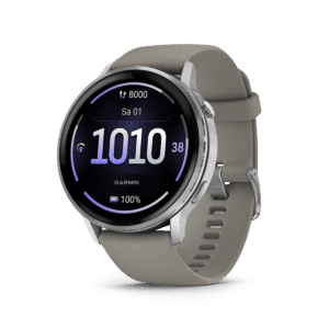 garmin venu 4 amoled 45 mm schwarz / silber – gps fitness smartwatch / silikonarmband