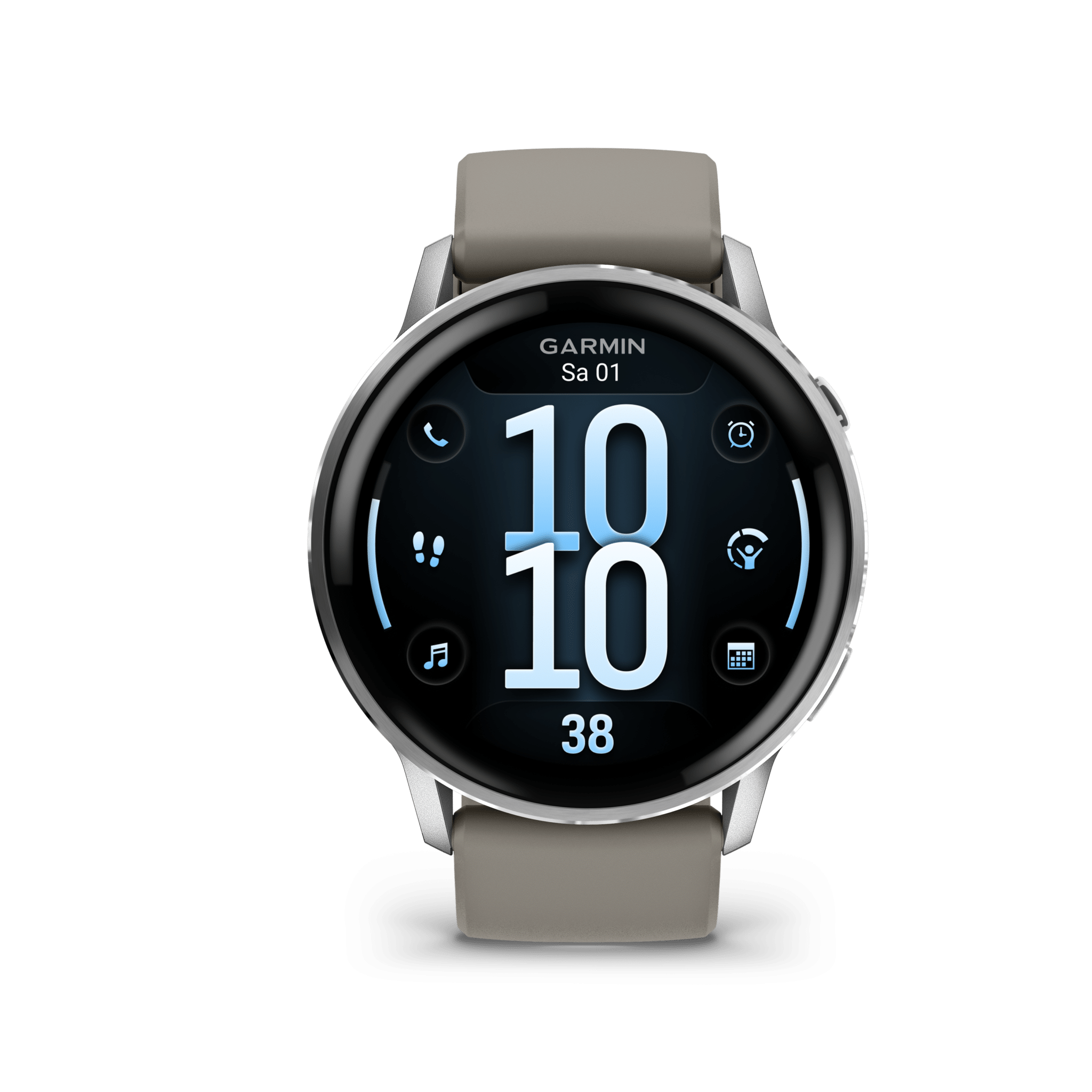 garmin venu 4 amoled 45 mm schwarz / silber – gps fitness smartwatch / silikonarmband