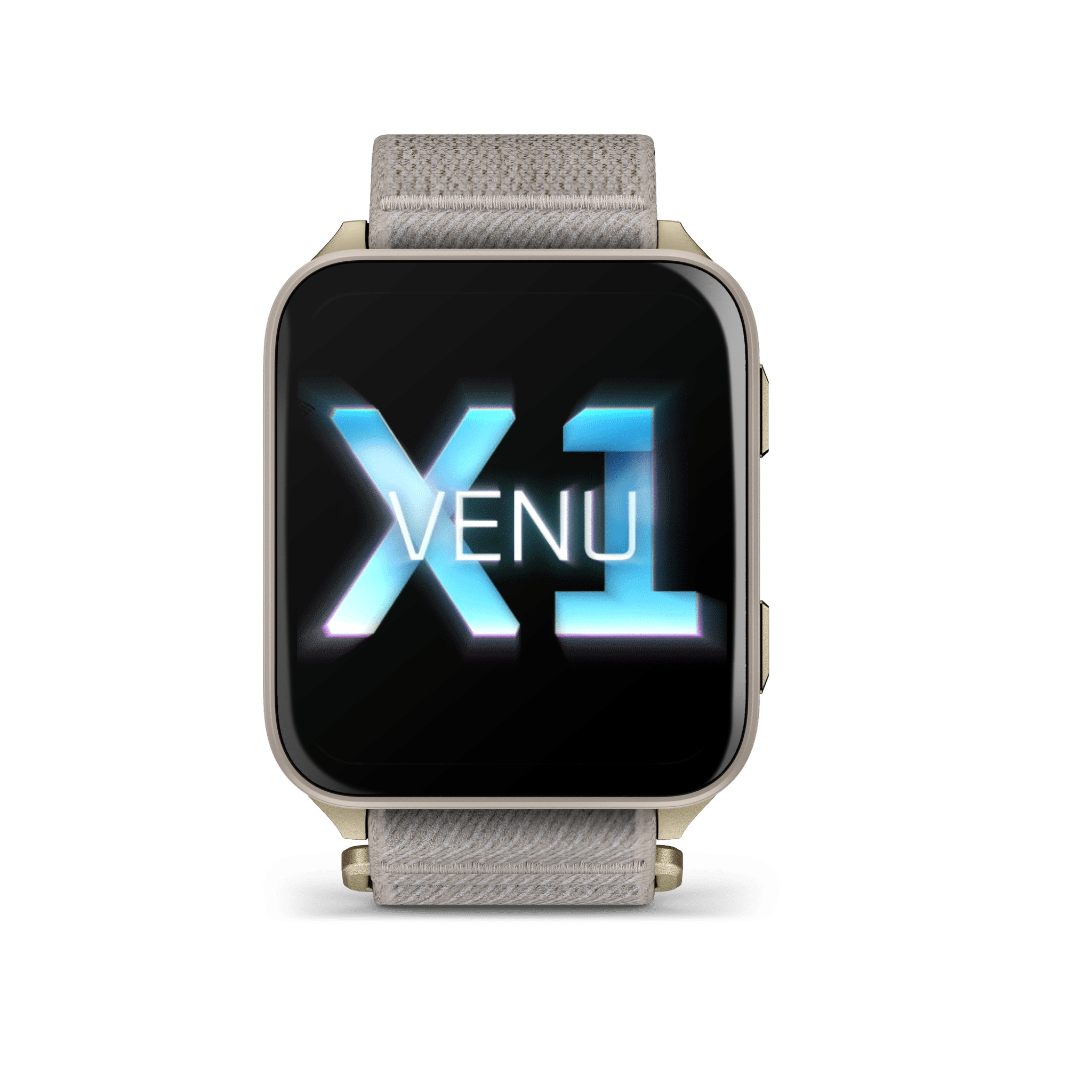 garmin venu x1 45 mm softgold / french gray – gps fitness smartwatch / nylonarmband