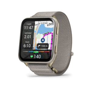 garmin venu x1 45 mm softgold / french gray – gps fitness smartwatch / nylonarmband