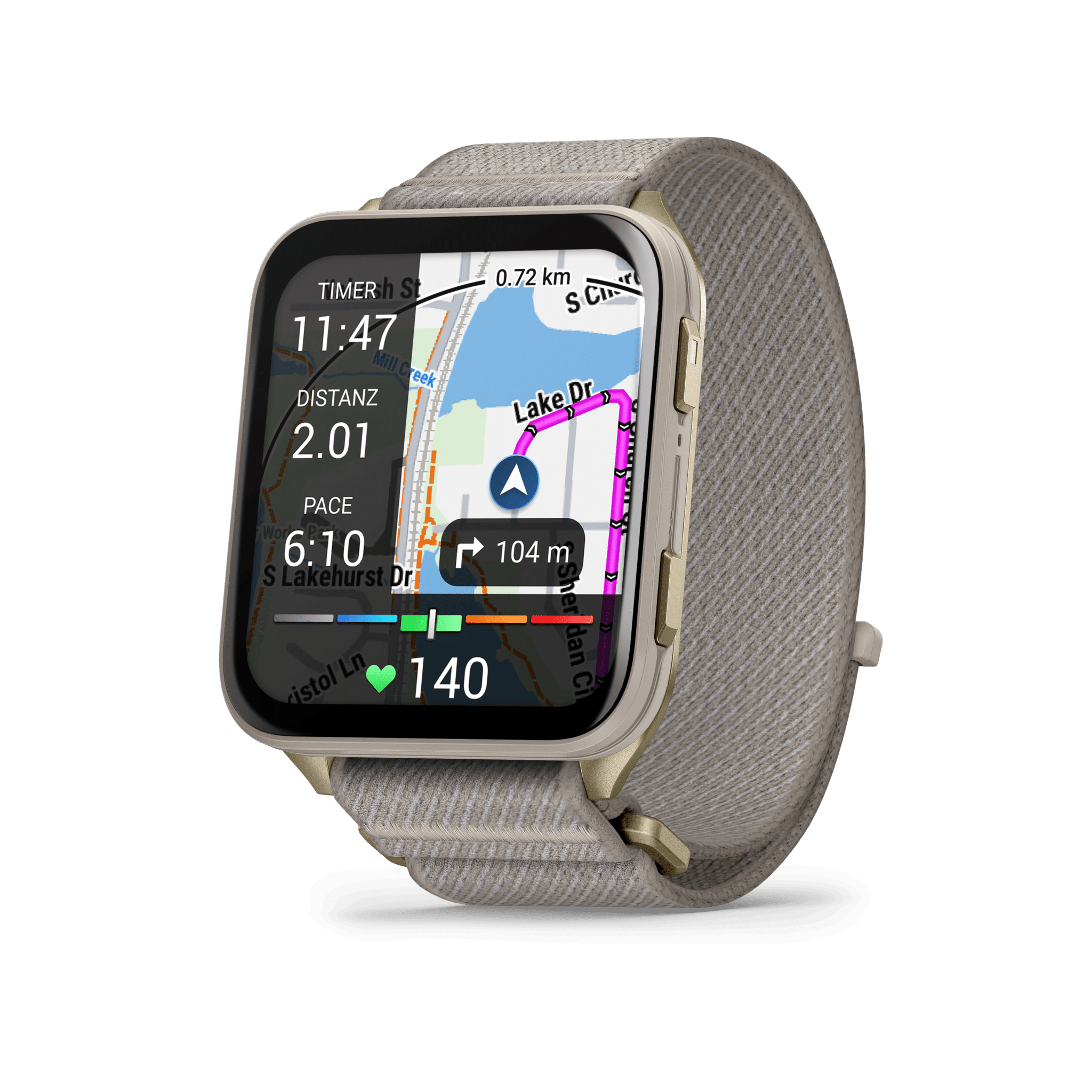 garmin venu x1 45 mm softgold / french gray – gps fitness smartwatch / nylonarmband