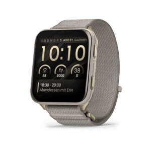 garmin venu x1 45 mm softgold / french gray – gps fitness smartwatch / nylonarmband