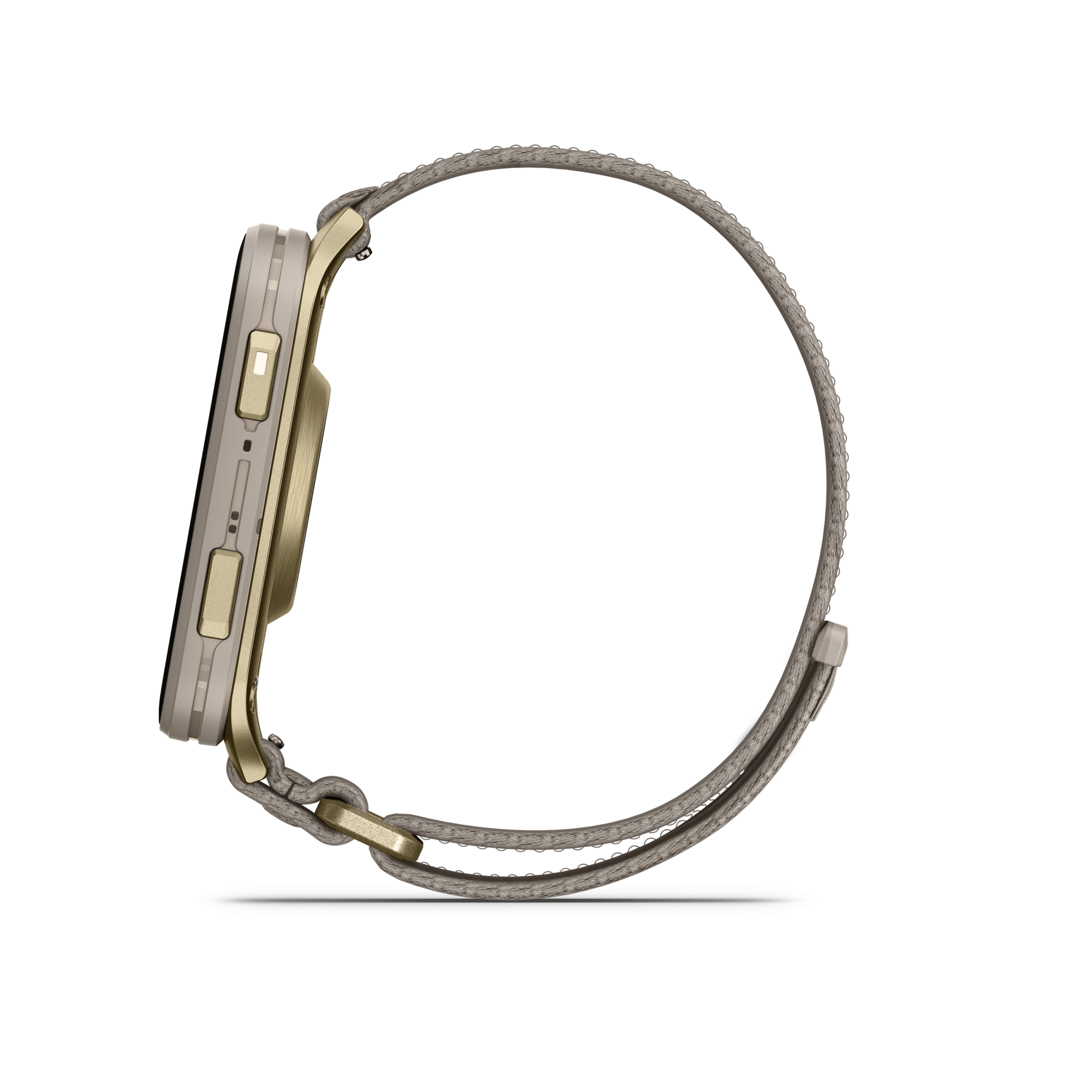 garmin venu x1 45 mm softgold / french gray – gps fitness smartwatch / nylonarmband