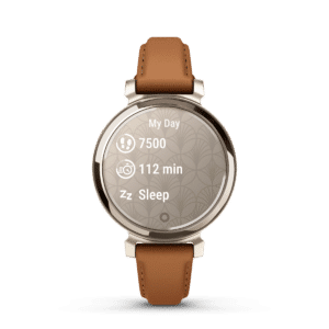 titel garmin lily 2 classic 35 mm coyote tan / cremegold – fitness smartwatch / lederarmband