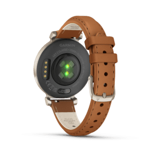 titel garmin lily 2 classic 35 mm coyote tan / cremegold – fitness smartwatch / lederarmband