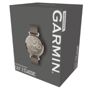 titel garmin lily 2 classic 35 mm coyote tan / cremegold – fitness smartwatch / lederarmband