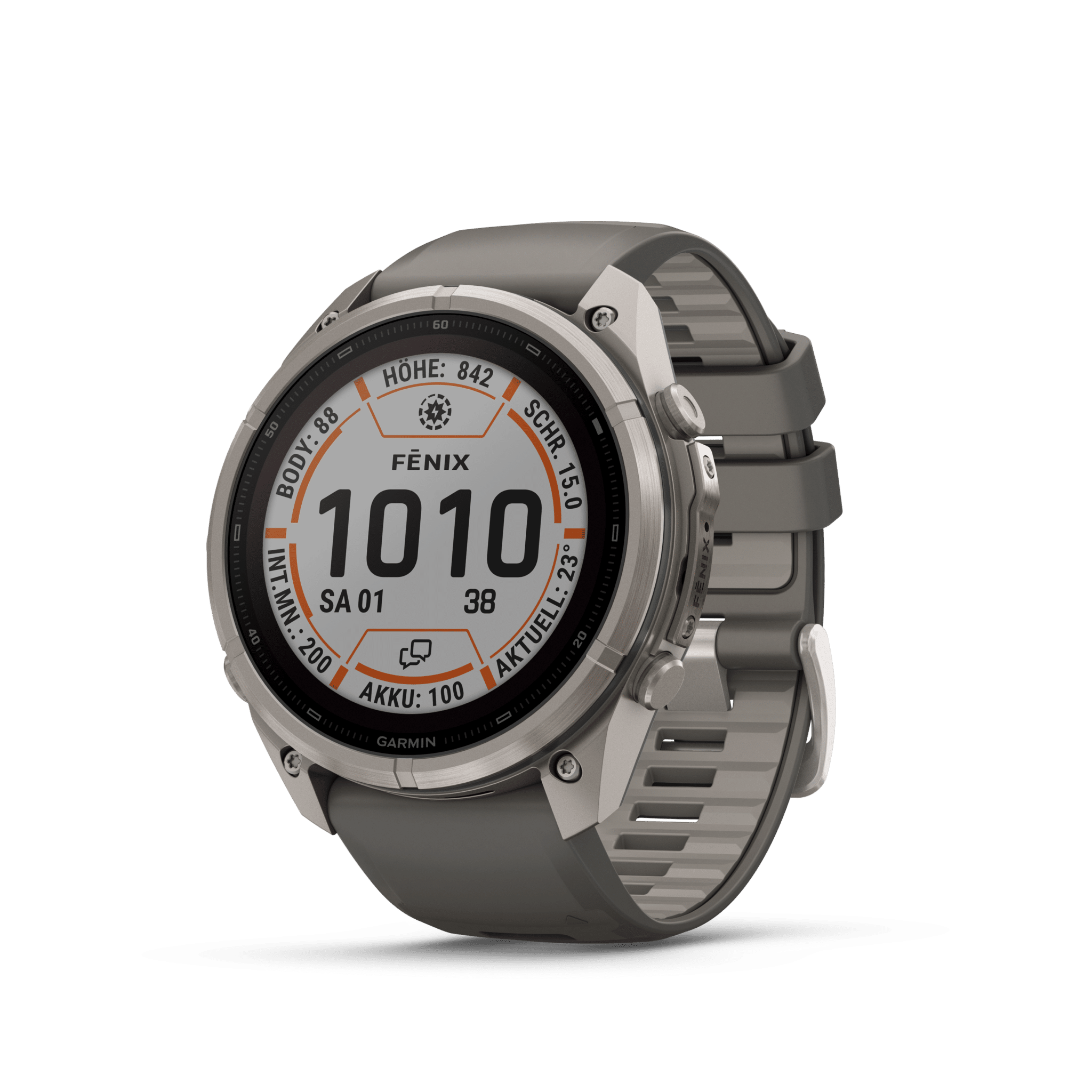 Garmin fenix 9 Pro inReach Solar Kieselgrau Titan 51mm – Hybrid-GPS-Outdoor-Smartwatch / Silikonarmband