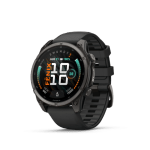 Garmin fenix 9 AMOLED Schwarz Carbongrau DLC Titan 47mm – Hybrid-GPS-Outdoor-Smartwatch / Silikonarmband