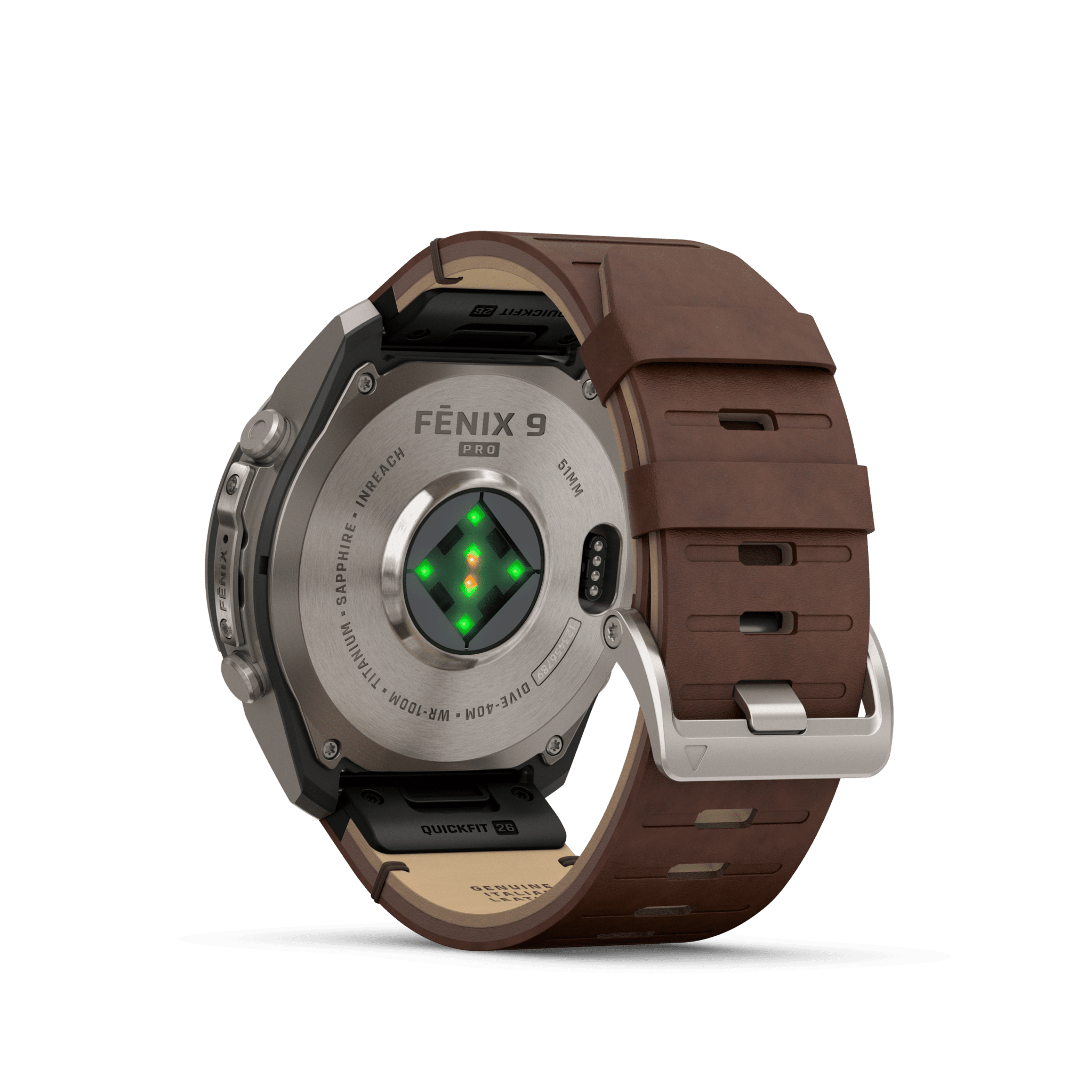 Garmin fenix 9 Pro inReach AMOLED Walnuss Titan 51mm – Hybrid-GPS-Outdoor-Smartwatch / Lederarmband – Bild 5