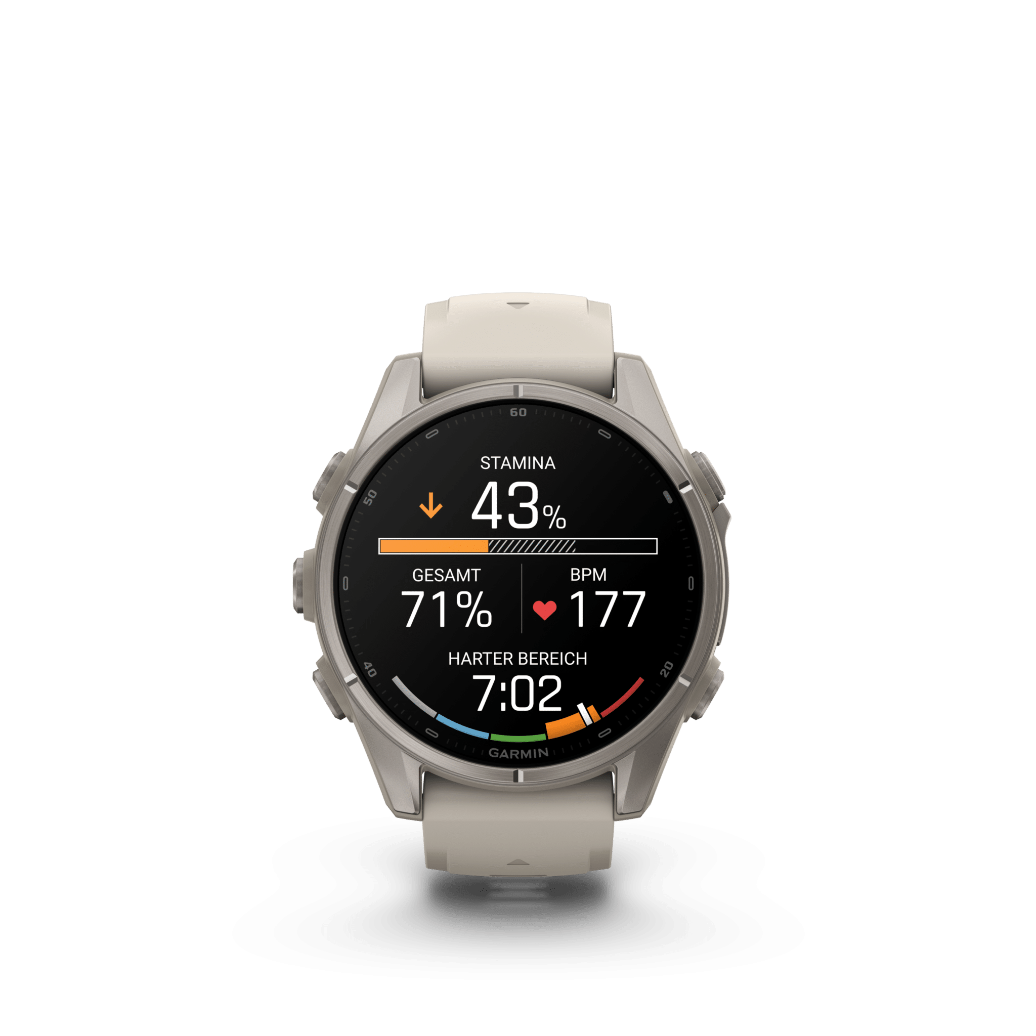 Garmin fenix 9 AMOLED Nebelgrau Titan 43mm – Hybrid-GPS-Outdoor-Smartwatch / Silikonarmband – Bild 2