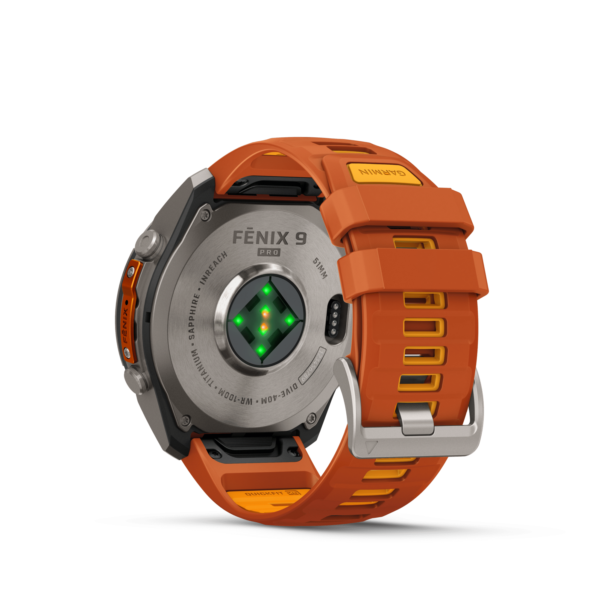 Garmin fenix 9 Pro inReach AMOLED Autumn Orange Spark Orange Titan 51mm – Hybrid-GPS-Outdoor-Smartwatch / Silikonarmband – Bild 5