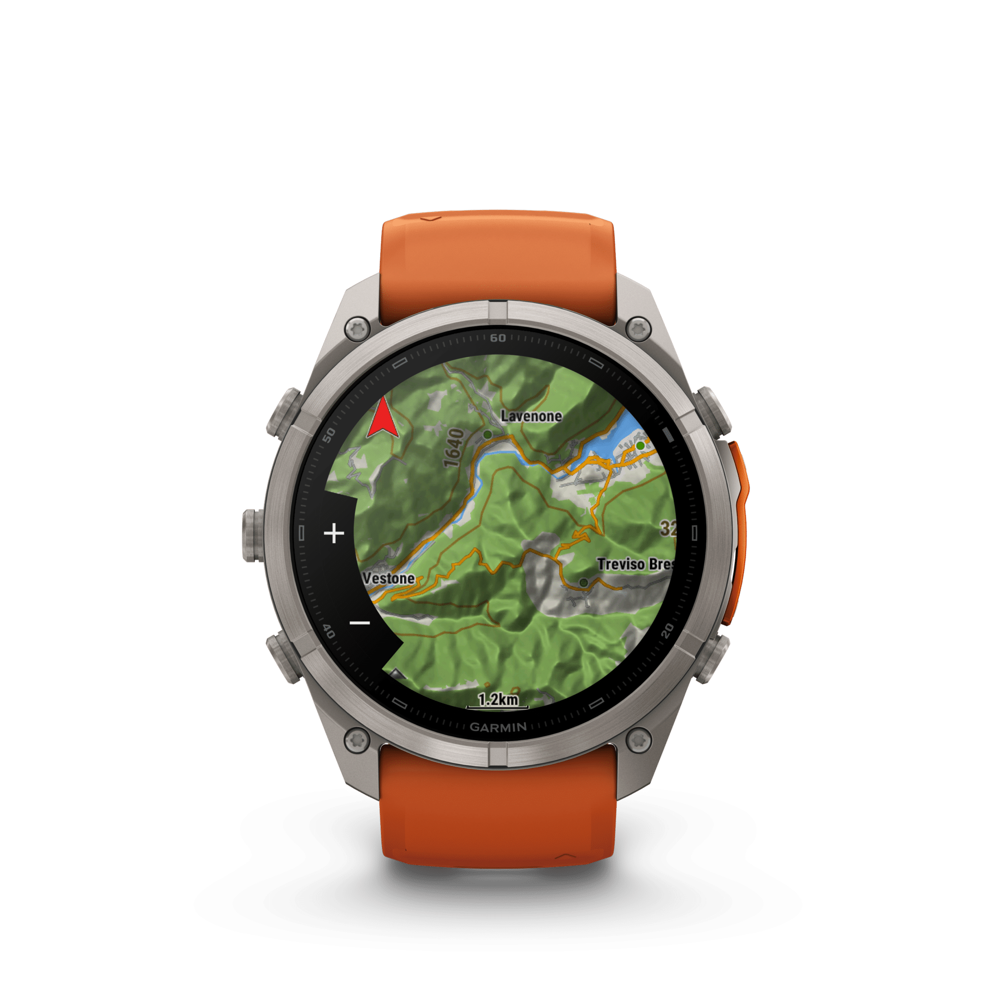 Garmin fenix 9 Pro inReach AMOLED Autumn Orange Spark Orange Titan 51mm – Hybrid-GPS-Outdoor-Smartwatch / Silikonarmband – Bild 3
