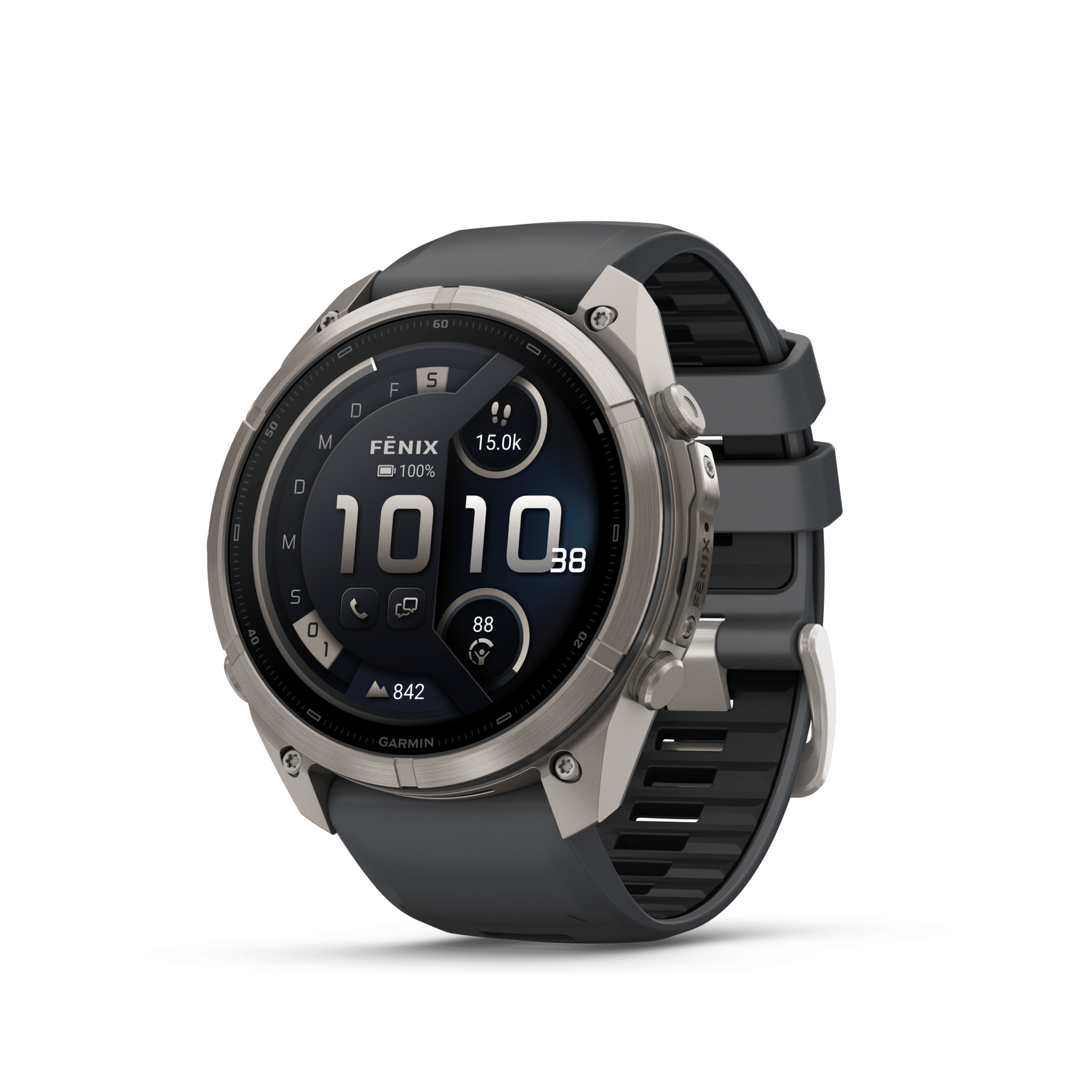Garmin fenix 9 Pro inReach AMOLED Graphit Schwarz Titan 51mm – Hybrid-GPS-Outdoor-Smartwatch / Silikonarmband