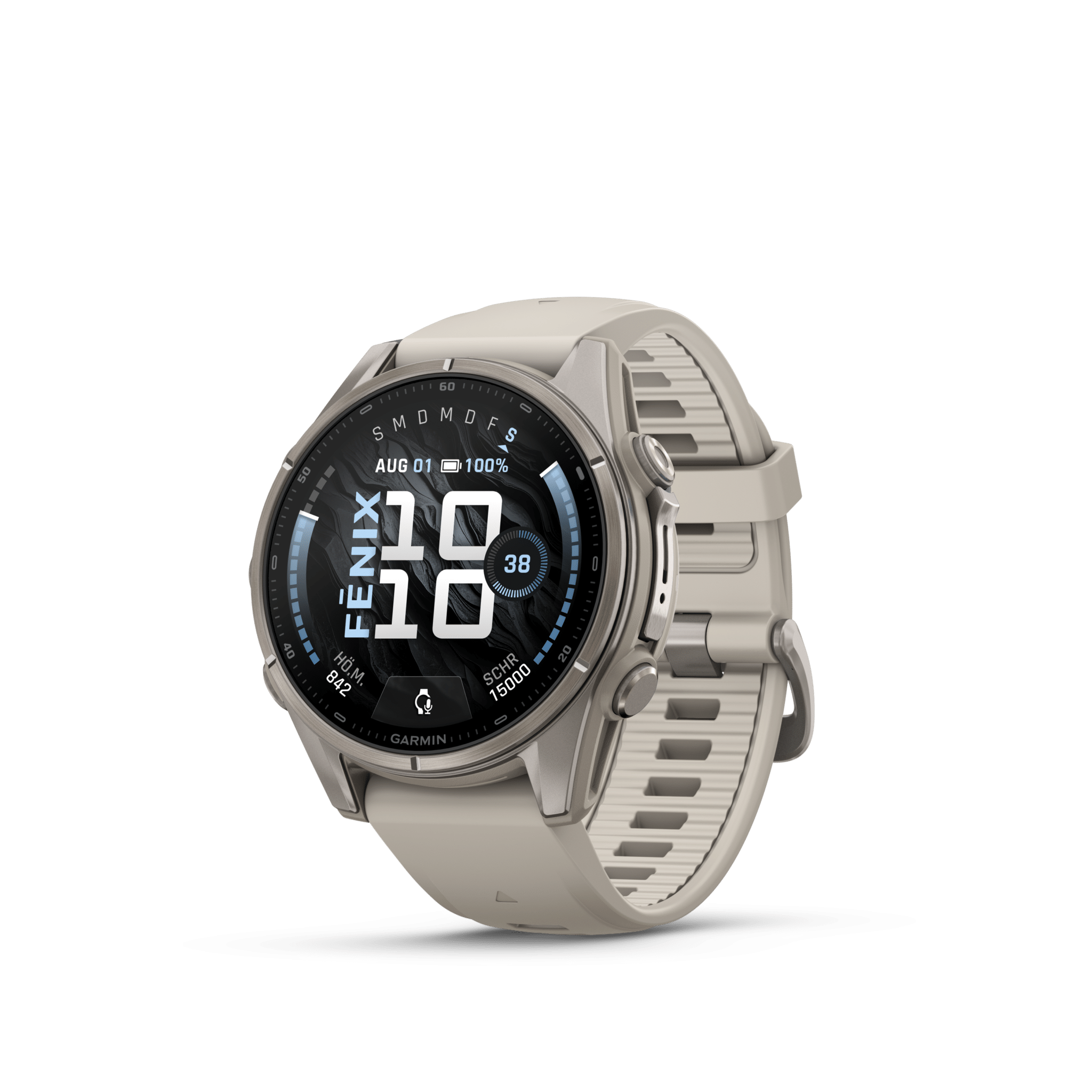 Garmin fenix 9 AMOLED Nebelgrau Titan 43mm – Hybrid-GPS-Outdoor-Smartwatch / Silikonarmband