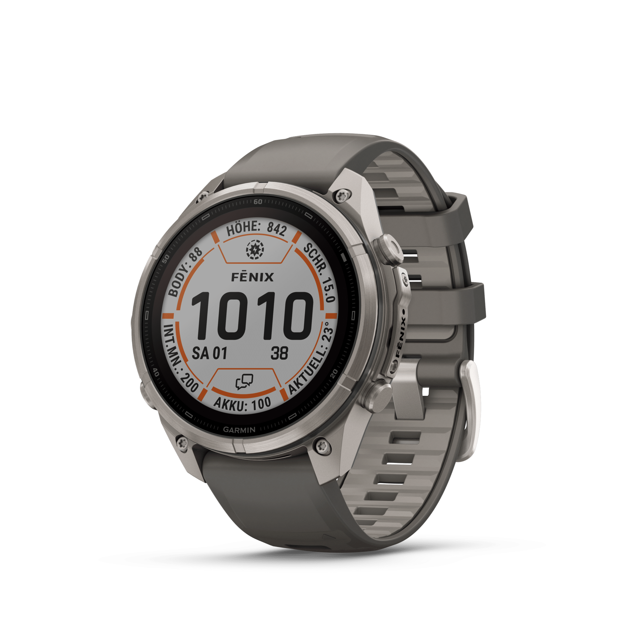 Garmin fenix 9 Pro inReach Solar Kieselgrau Titan 47mm – Hybrid-GPS-Outdoor-Smartwatch / Silikonarmband